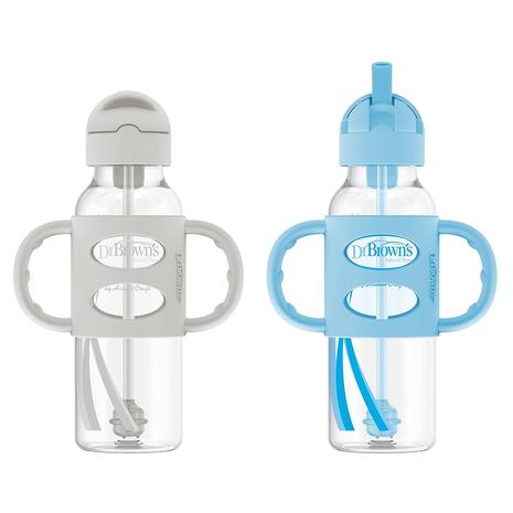 Dr. Brown's Milestones Narrow Sippy Straw Spill-Proof Bottle w/ Silicone Handle