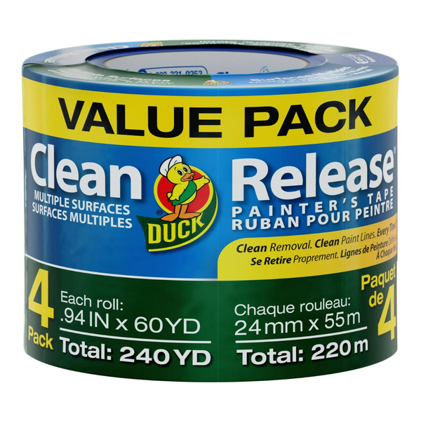 4 Rolls Of Duck Clean Release Blue Painter's Tape