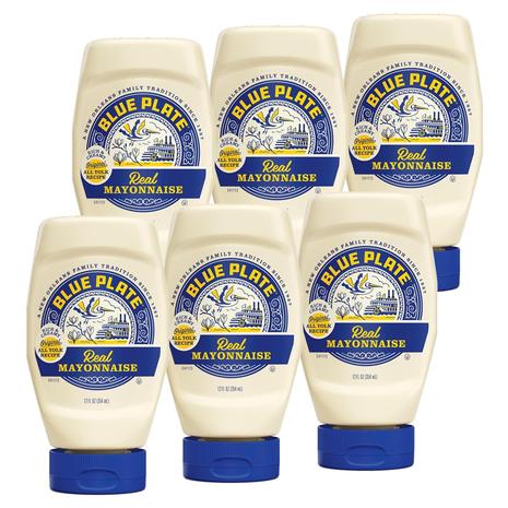 6 Squeeze Bottles Of Blue Plate Real Mayonnaise (12oz)