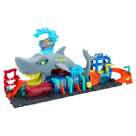 Hot Wheels City Ultra Shark Car Wash Track Set