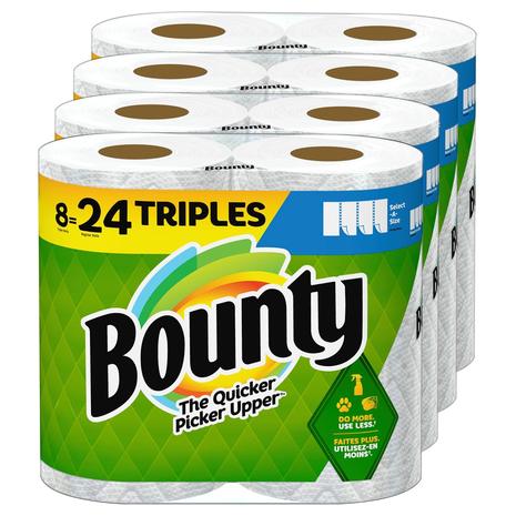 8 Triple Rolls = 24 Regular Rolls Of Bounty Select-A-Size Paper Towels