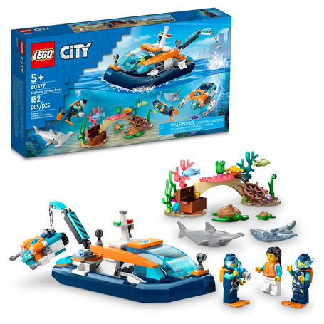 182-Pcs LEGO City Explorer Diving Boat Ocean Building Toy