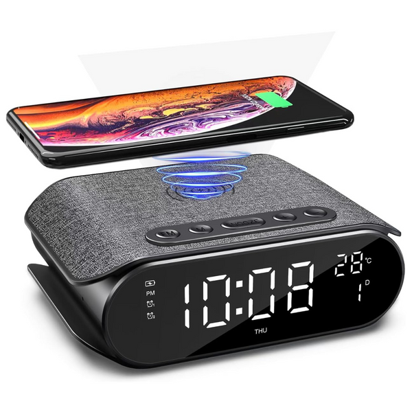 Wireless Charger Alarm Clock With USB Port