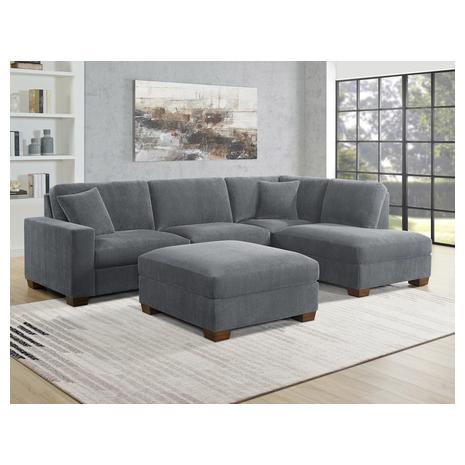 Thomasville Artesia Corduroy Fabric Sectional With Ottoman