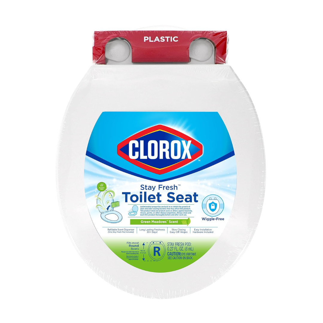 Clorox Round Scented Plastic Toilet Seat with Easy-Off Hinges