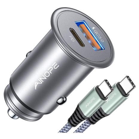 Ainope All Metal 54W PD Fast Charging Car Charger w/ Cable