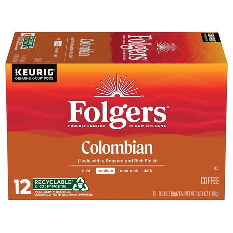 6-Pack 12-Ct Folgers Colombian Medium Roast K-Cup Coffee Pods