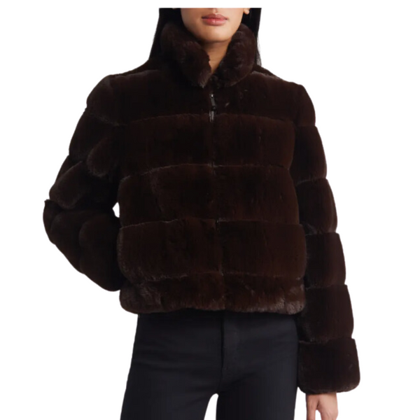 Zip Front Hooded Faux Fur Coat (2 Colors)