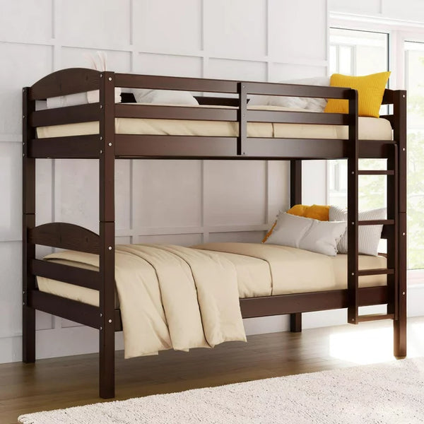 Solid Wood Twin-over-Twin Convertible Bunk Bed