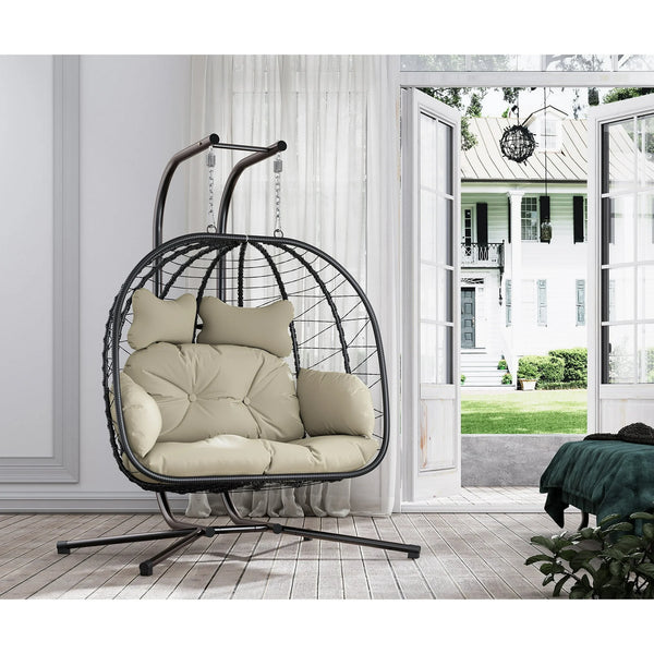 Double Wicker Swing Egg Chair