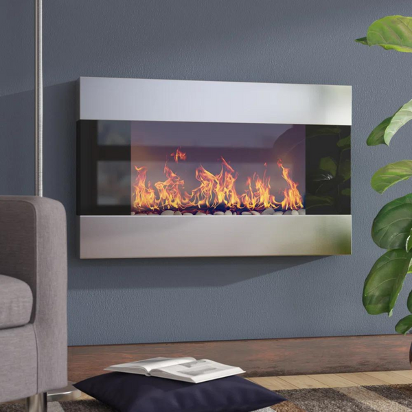 36" Wrought Studio Allmar Wall Mount Electric Fireplace with Remote