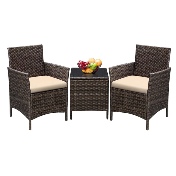 3-Piece Outdoor PE Rattan Wicker Patio Furniture Set