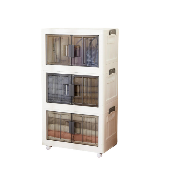 Folding Storage Box with Doors and Wheels