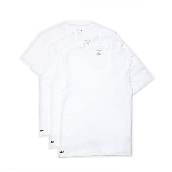 3 camisetas Lacoste de corte slim con cuello en V 100% algodón para hombre