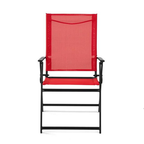 Set of 2 Outdoor Patio Steel Sling Folding Chairs