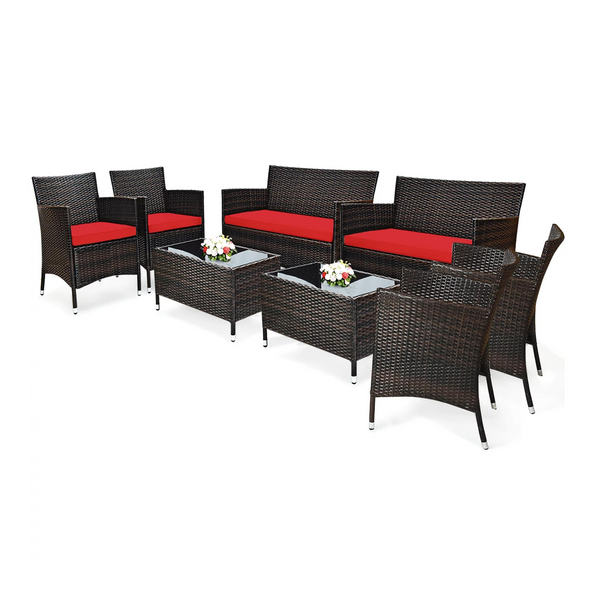 8 Piece Rattan Patio Furniture Set (7 Colors)