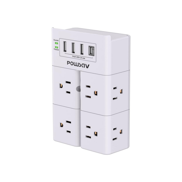 8-Outlet Splitter, 4 USB Ports With 1 USB C Port Surge Protector