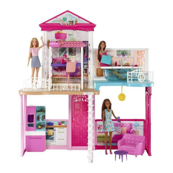 Barbie Dollhouse Set with 3 Dolls and Furniture, Pool and Accessories