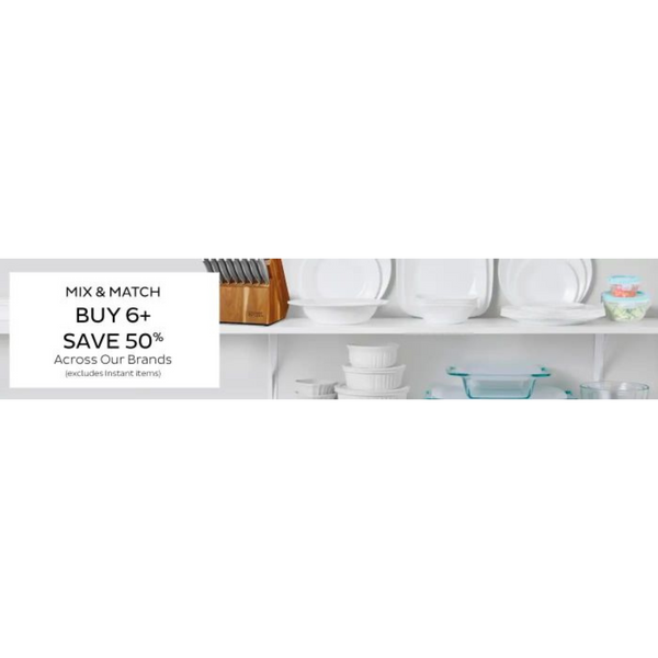 ¡Oferta de Corelle Mix &amp; Match! ¡Ahorre 50% al comprar 6 o más artículos!