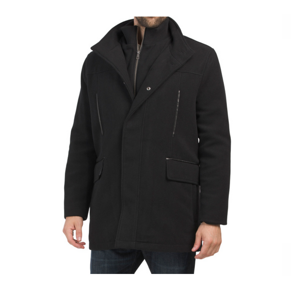 Cole Haan Wool Blend Heavy Plush Car Coat