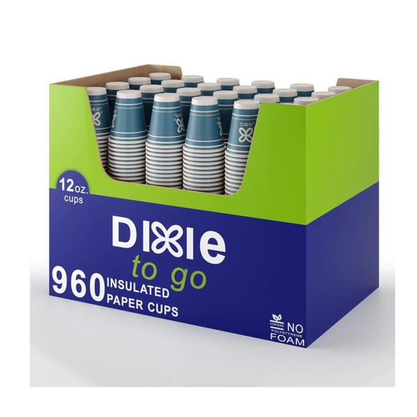 960 tazas de café aisladas Dixie To Go de 12 oz