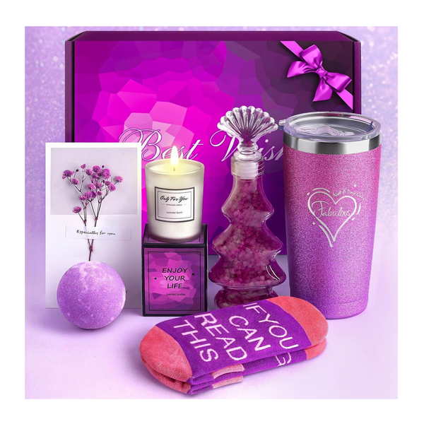 Juego de cesta de regalo de spa relajante para mujer