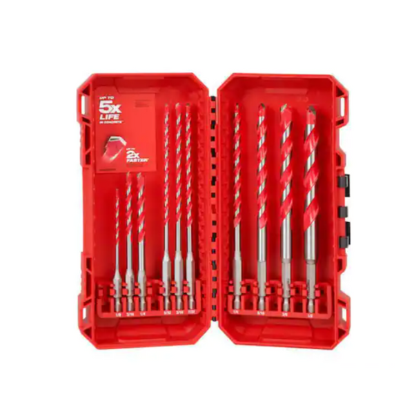 Milwaukee Shockwave Carbide Hammer 10 Piece Drill Bit Set