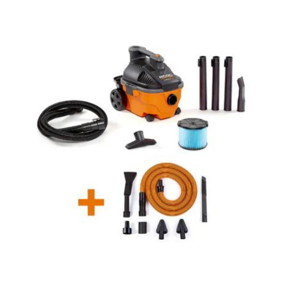 Aspiradora portátil para mojado/seco Ridgid de 4 galones y 5,0 HP de pico con kit de limpieza para automóvil