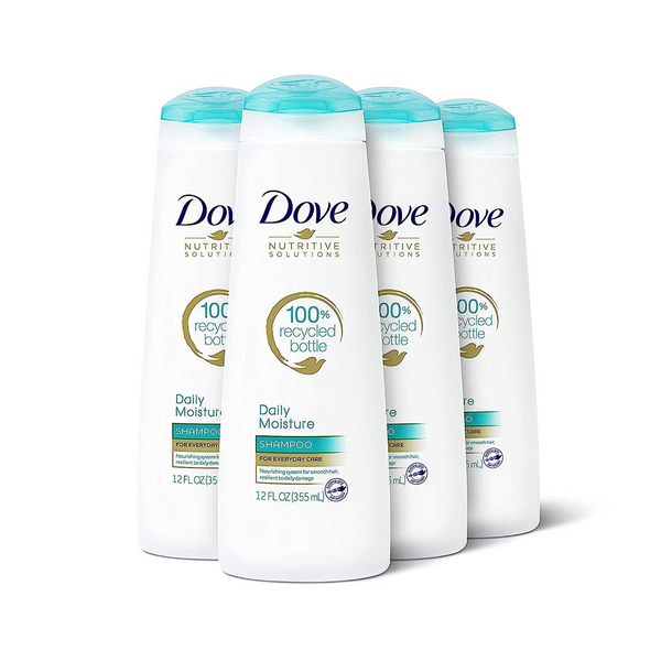 4 botellas de champú humectante Dove Nutritive Solutions