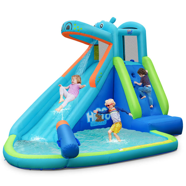 Inflatable Kids Hippo Bounce House Slide Climbing Wall Splash Pool