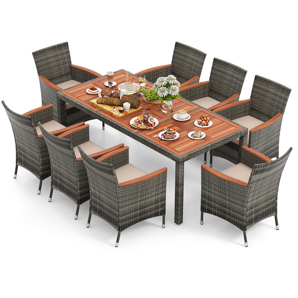 9 Piece Patio Rattan Dining Set