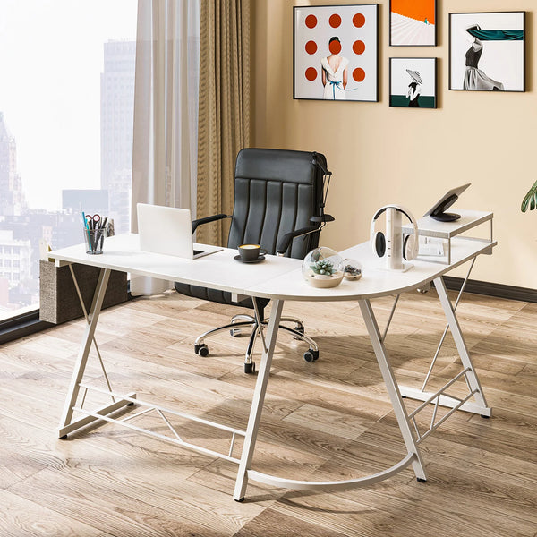 L-Shaped Metal Base Writing Desk