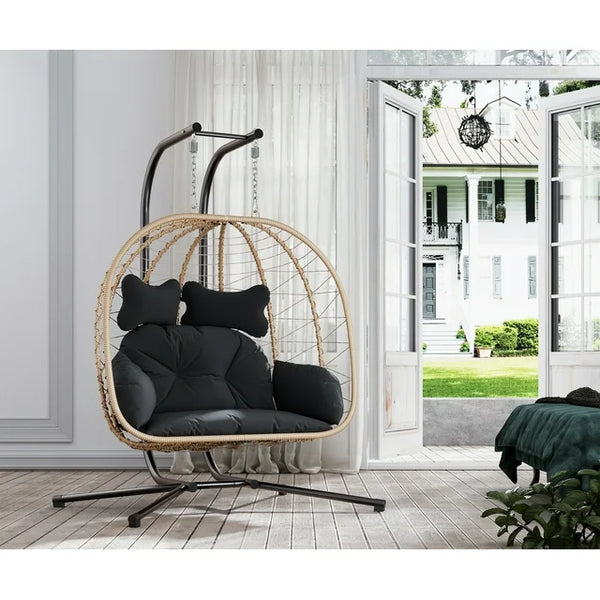 Double Wicker Swing Egg Chair