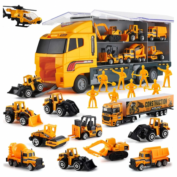 19 in 1 Construction Truck with Engineering Worker Toy Set