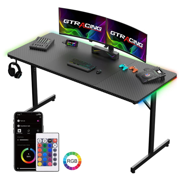 55" Large RGB Gaming Desk with Mouse Pad