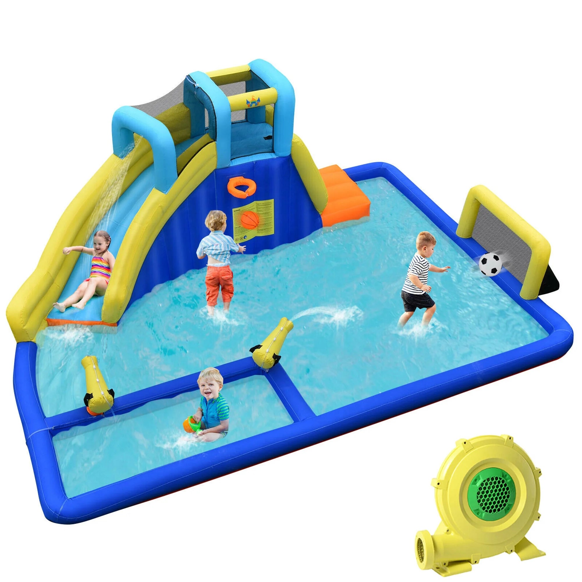 Inflatable Water Slide Climbing Bounce House Splash Pool With Blower