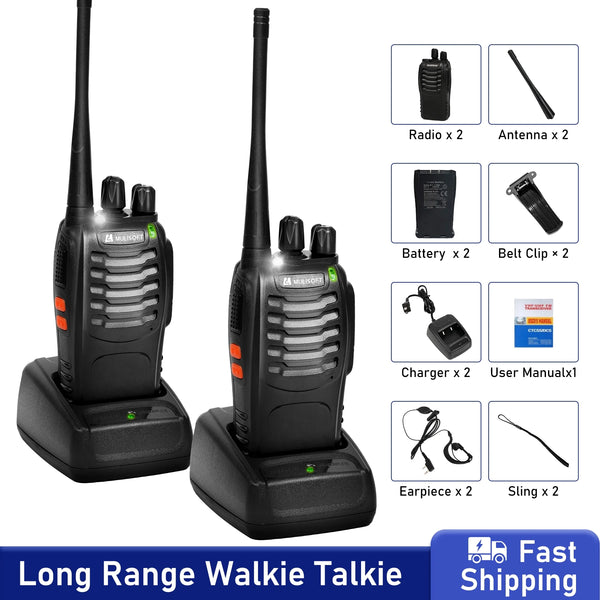 2 Walkie Talkies With Earpieces