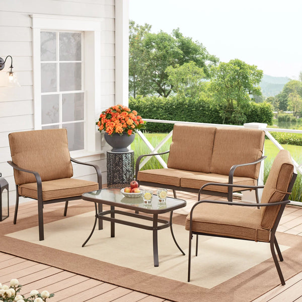 4-Piece Outdoor Patio Conversation Set (2 Colors)