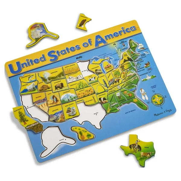 45 Piece Melissa & Doug USA Map Wooden Puzzle