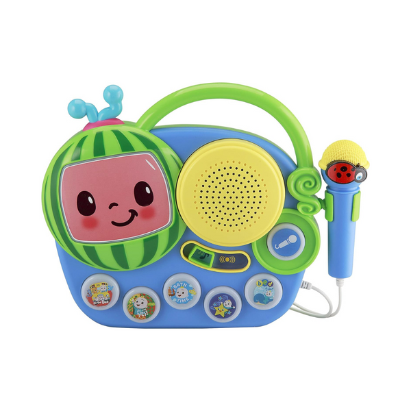 eKids Toddlers Auxiliary Cocomelon Toy Singalong Boombox w/ Microphone