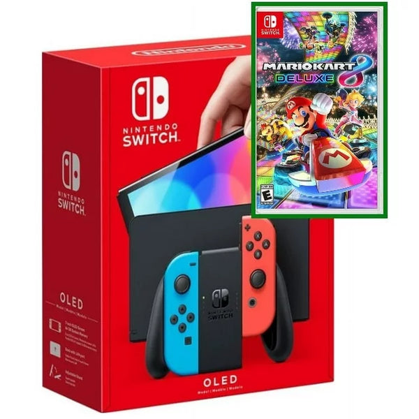 Nintendo Switch: modelo OLED con consola Joy-Con y juego Mario Kart 8 Deluxe