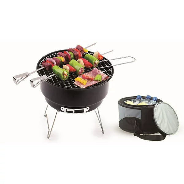 Ozark Trail Parrilla de carbón portátil para acampar de 10" con bolsa refrigeradora