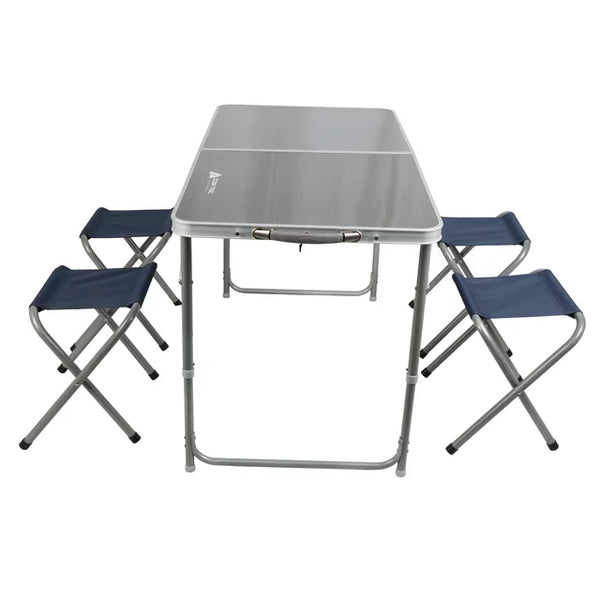 Juego de mesa de campamento plegable de aluminio con taburetes