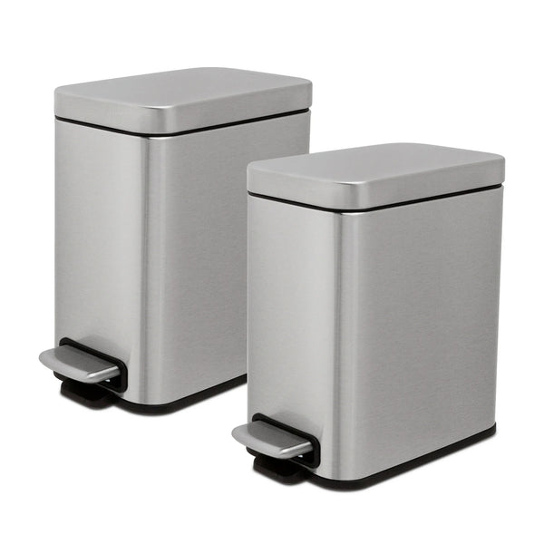 2 Slim Step On Bathroom Trash Cans