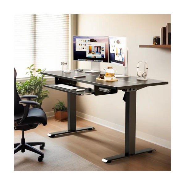 Height Adjustable Wood Standing Desk with Keyboard Tray