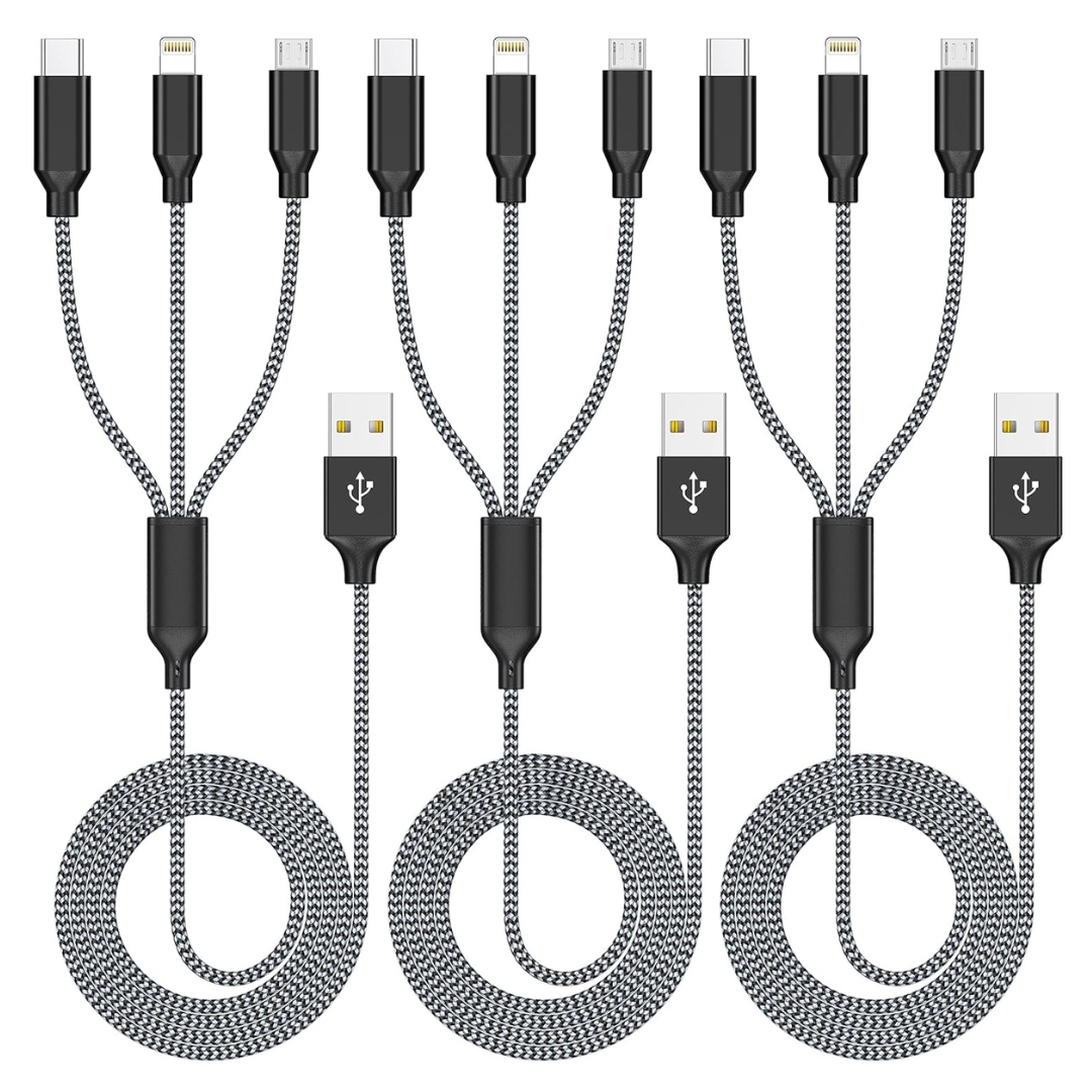 3-Pack 3 In 1 Rapid Charging Cables