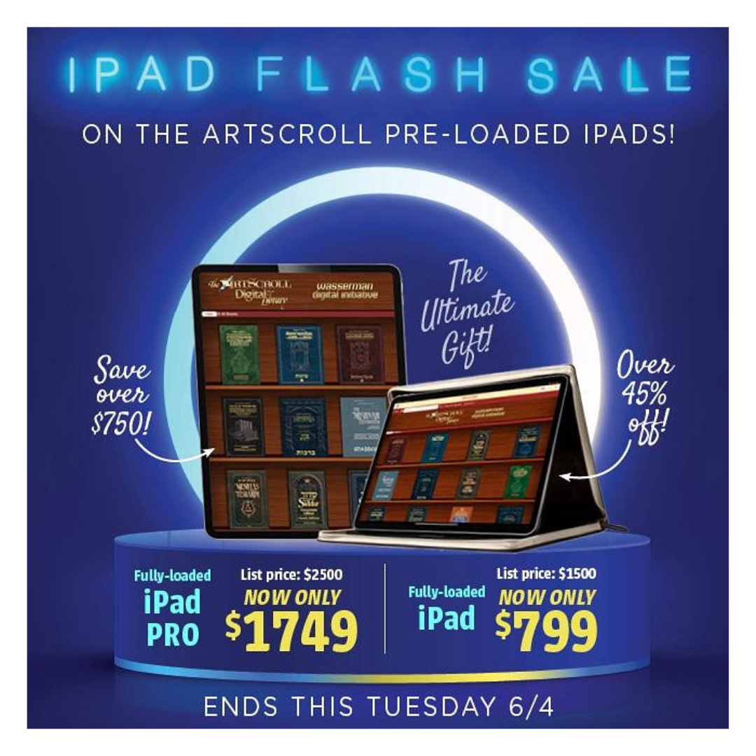 Artscroll Flash Sale On Pre-Loaded iPads & Books