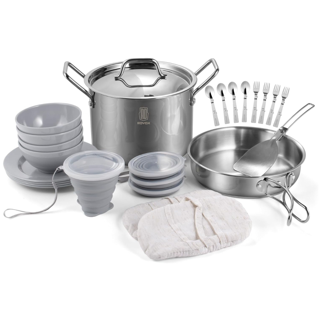 27-Piece Stainless Steel Outdoor Cookware