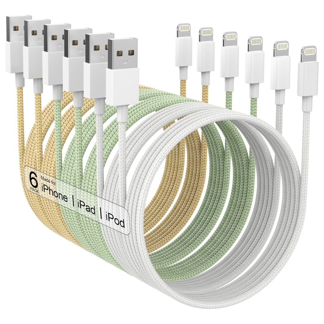 6 Pack Fast Charging Apple Lightning Cables