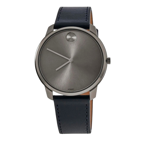 Movado Bold Thin Grey Dial Blue Leather Strap Men's Watch